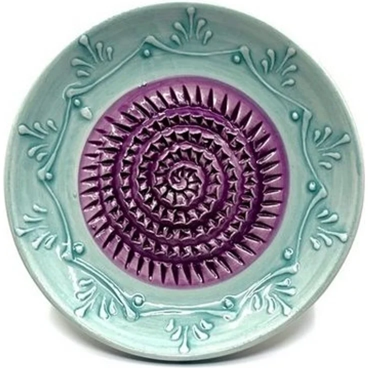 Kaladia Multireibe Reibeteller in türkis und lila, Keramik, handbemalte Küchenreibe - Made in Spain – Bild 1
