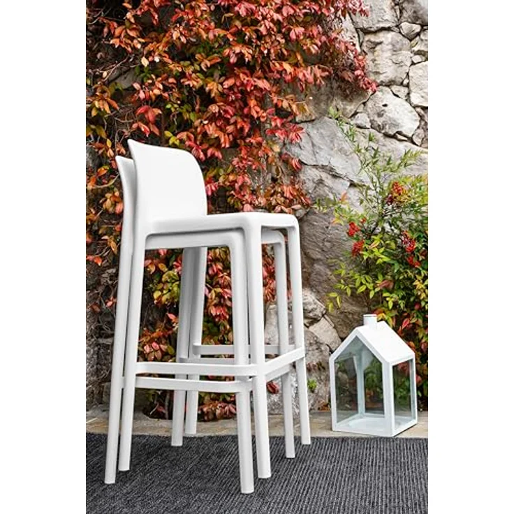 Connubia, Bayo Hocker aus recyceltem Polypropylen, 100% Weiß, matt, 2 Stück – Bild 8