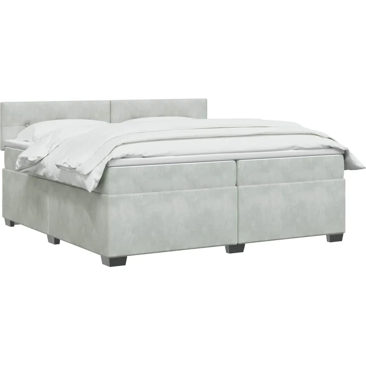 vidaXL Boxspringbett mit Matratze Hellgrau 200 x 200 cm Samt 3450782 – Bild 3