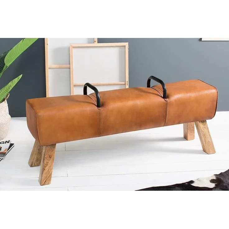 riess-ambiente Sitzbank TURNBOCK 134cm hellbraun, mit Echtleder-Bezug – Bild 4