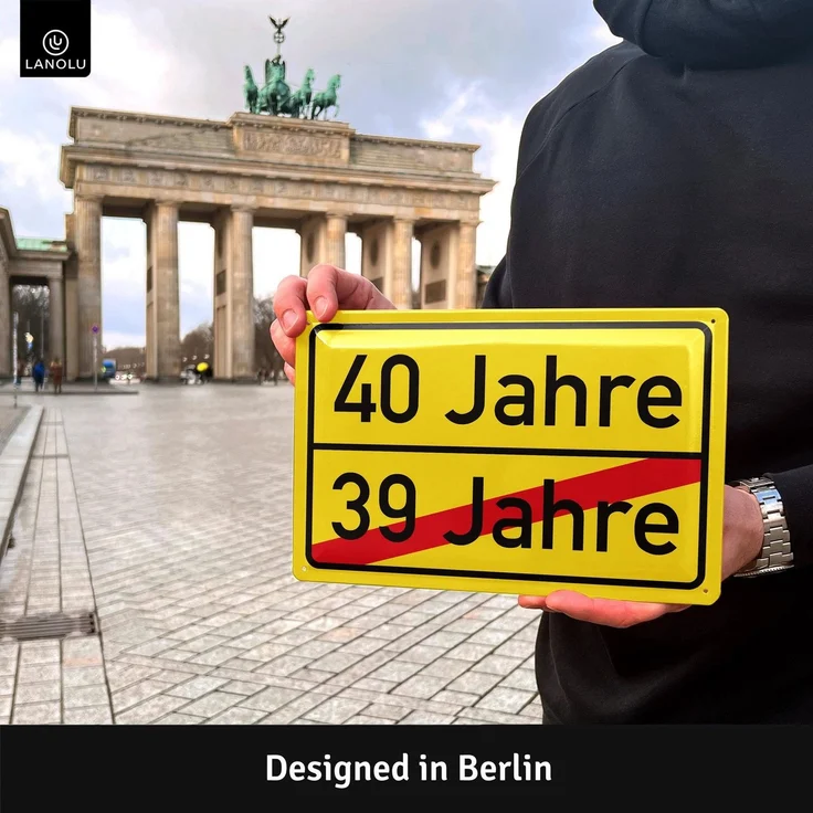 LANOLU Blechschild 40 Jahre Ortsschild - 20x30cm – Metall – Gelb – 20184 – Bild 5