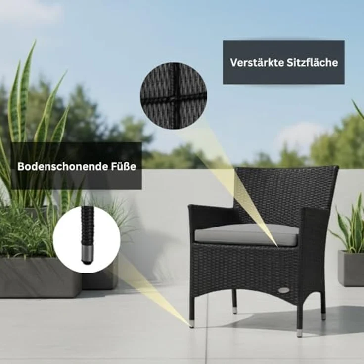 XXXL Rattan Stuhl Trento, Farbe Schwarz – Bild 7
