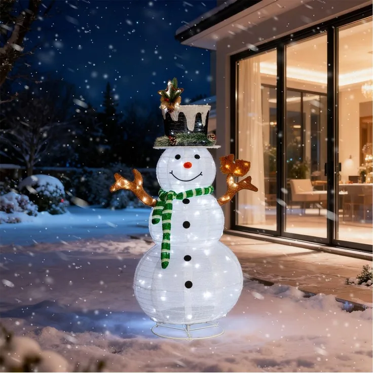 LALAHO Schneemann LED-Schneemann Weihnachten deko, 120cm mit 120 LEDs Weihnachtsbeleuchtung für Innen und Außen