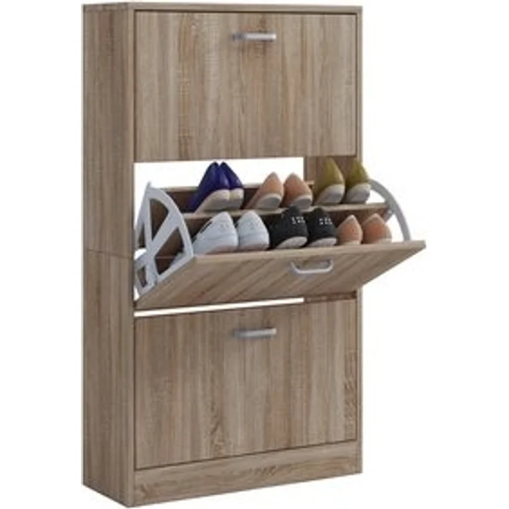 VCM Schuhschrank Sipos 914099 Sonoma-Eiche (Sägerau) H. 105 x B. 59 x T. 22 cm – Bild 6