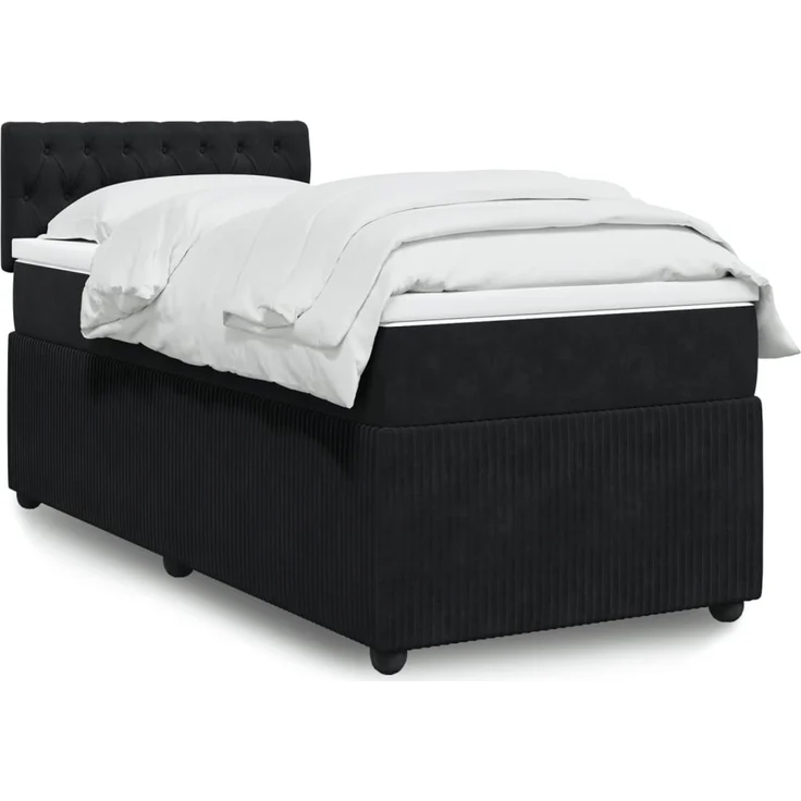 vidaXL Boxspringbett mit Matratze Schwarz 90x200 cm Samt 3287646 – Bild 1
