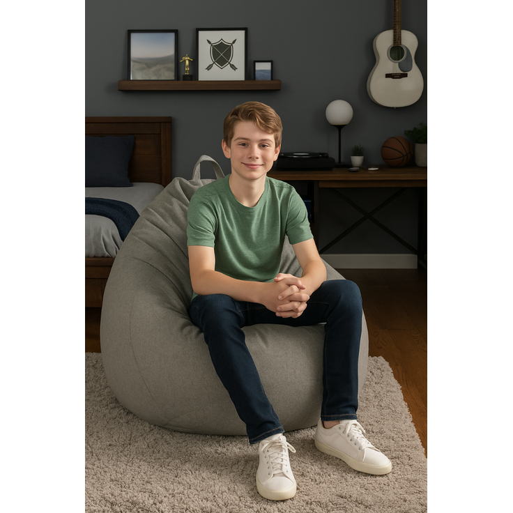 AD.CON Sitzsack mit Füllung, Dunkelgrau, 80 x 90 x 50 185L, Styropor-Regranulat – Bild 4