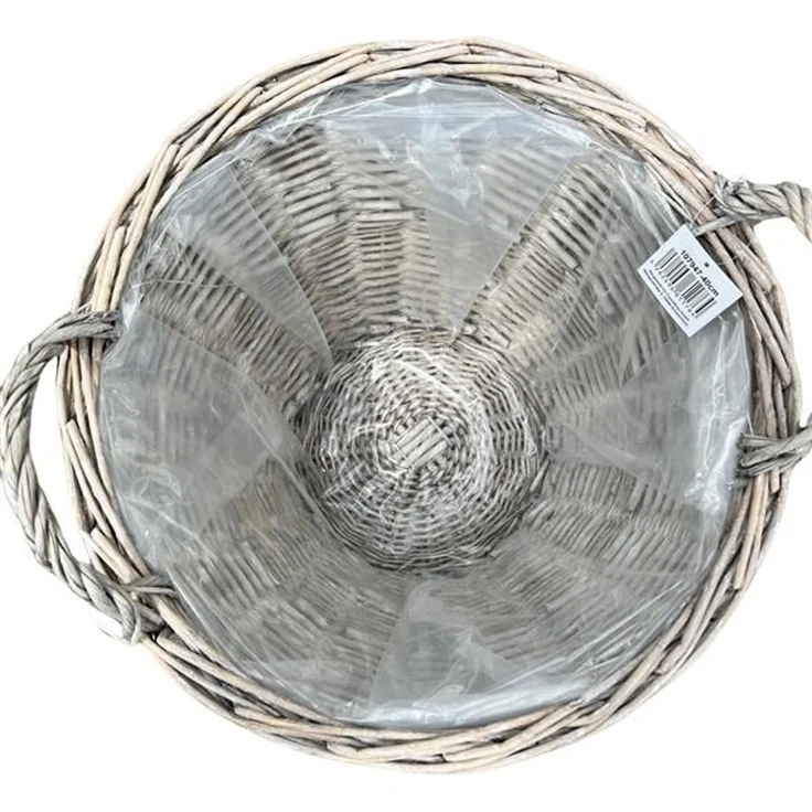 Rattan Pflanzkorb "Rustikal" rund Ø 60x45 cm groß, grau, Outdoor Blumentopf, Pflanzkübel, Pflanztopf für Draußen, Blumenkübel – Bild 5