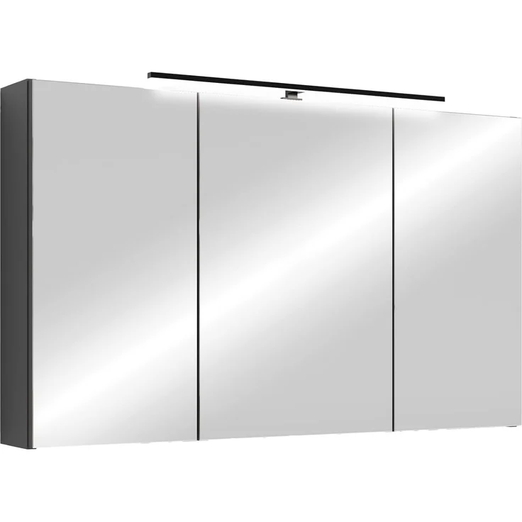 byLIVING Spiegelschrank Spree/Korpus matt mit Spiegeltüren/Hängeschrank mit Soft-Close-Funktion/Inklusive LED-Beleuchtung/Badschrank mit Stecker- und Schalterdose/B 100, H 60, T 20 cm (Anthrazit) – Bild 1
