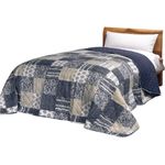 Delindo Lifestyle Bettüberwurf Tagesdecke Mellow, patchwork blau, wattiert, Bettüberwurf für Einzel- und Doppelbetten