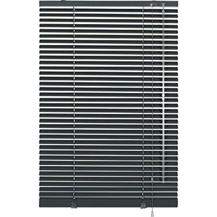 Deco Company Alu-Jalousie ohne Bohren, Zum Klemmen, Inkl. Klemmträgern, Sichtschutz, Lichtschutz, Blendschutz, Aluminium-Jalousie, Schiefer, 90 x 220 cm