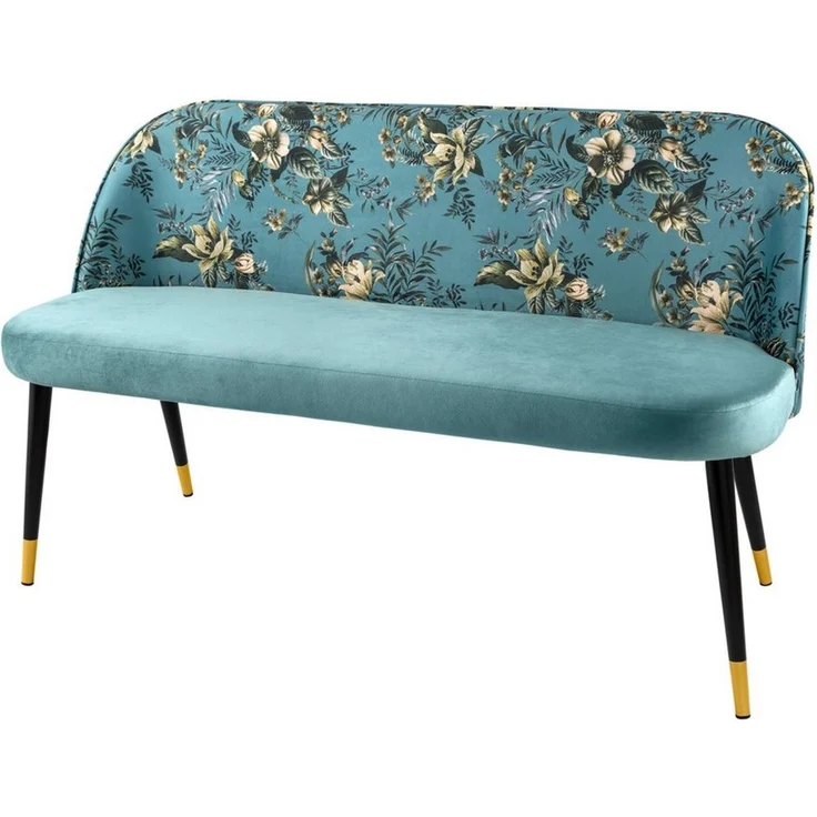 riess-ambiente Sitzbank PRÊT-À-PORTER türkis / schwarz (Einzelartikel, 1-St), Wohnzimmer · Samt · Metall · florales Design · Retro – Bild 5