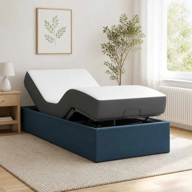 vidaXL Elektrisch verstellbares Bettgestell Blau 200 x 70 x 33,5 cm 42037269 – Bild 1