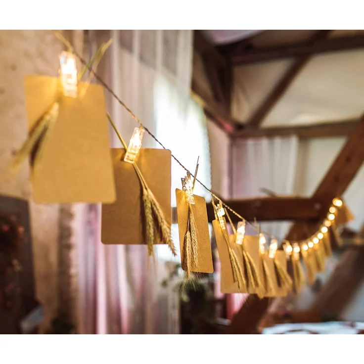 COZY HOME LED-Lichterkette Fotoclip Lichterkette - Batterie und Stecker, 30 Fotoclip LEDs I Timer-Funktion I 6 Meter I Warmweiße LED – Bild 5