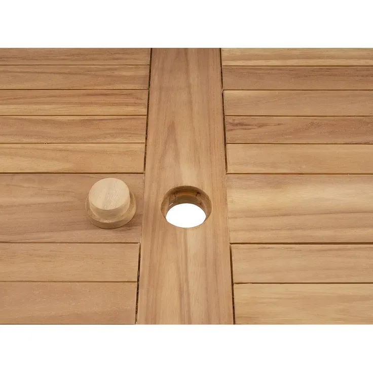 Vente-unique - ALLENDE Garden dining set Holz, Platte Beige - B 140 cm x H 77 cm x L 140 cm – Bild 7
