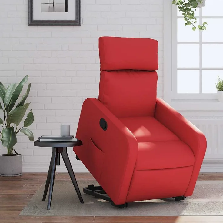 Relaxsessel, Fernsehsessel, Schlafsessel mit Aufstehhilfe Rot Kunstleder