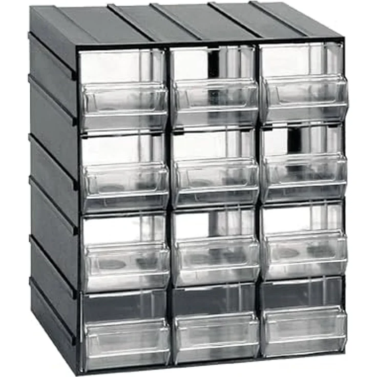 Dmora - Tienen 2 Türen Mehrzweckschrank, Kleinteileschrank, Schrank für Werkzeugbehälter, 100 % Made in Italy, 19x15h23 cm, Anthrazit, 12 Schubladen – Bild 2