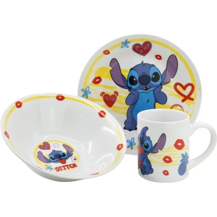 Geschirrset Tasse, Schüssel u. Teller für Kinder verschiedene Motive 3 tlg. Stitch – Bild 3
