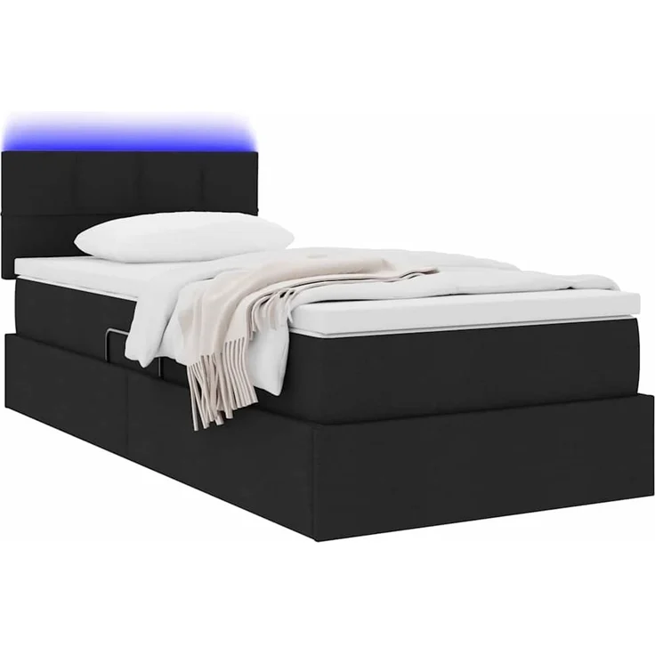 vidaXL LED-Speicherbett mit Matratze Schwarz 90 x 200 cm Stoff 3371120 – Bild 3