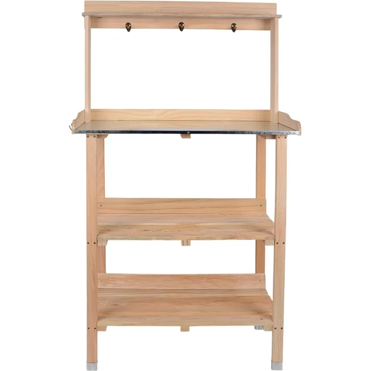 UNUS GARDEN Pflanztisch Mülleimer Bambus natur Papierkorb 3er Set (1-St, 78 x 36 x 131 cm (LxBxH), Pflanztisch aus Holz mit verzinkter Arbeitsplatte – Bild 5