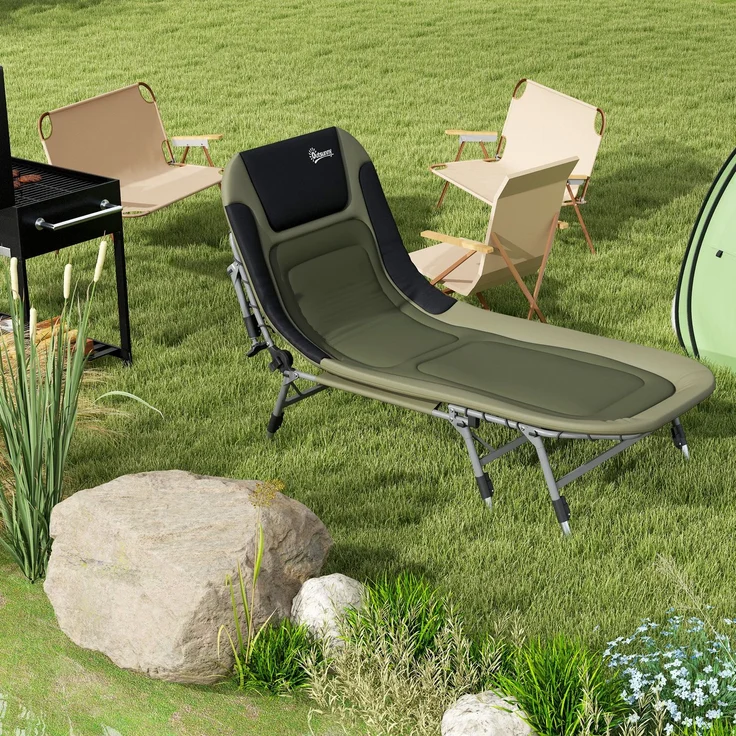 Campingliege Campingbett Feldbett, 200 x 85 x 40-55 cm, Grün--Grün--51x85x200cm--YOUDENOVA – Bild 4