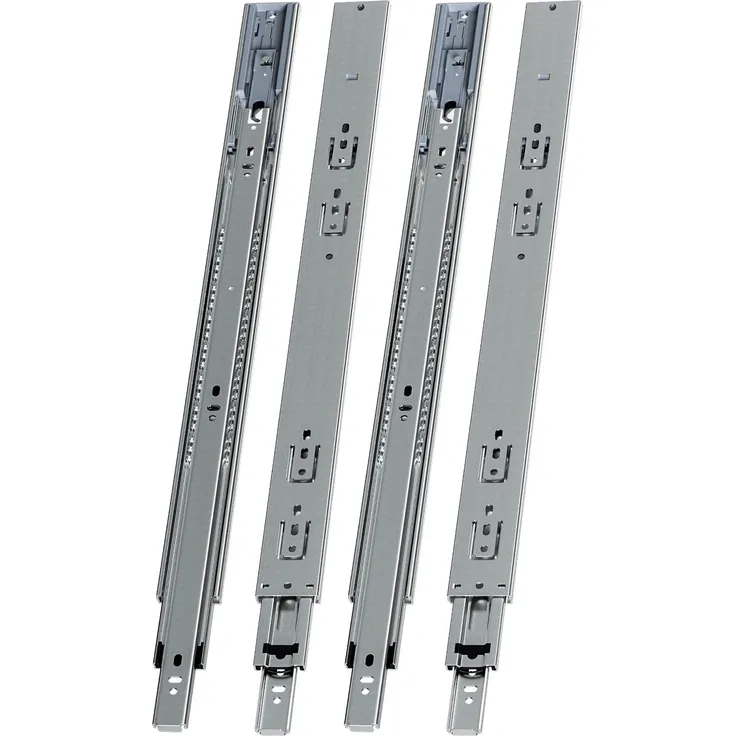 Eikuavons 2 Paar Schubladenschienen 550 mm mit Dämpfung, Vollauszug 3-teilig, leise kugelgelagerte Auszüge für Möbel und Schubladen, kaltgewalzter Stahl, Silber