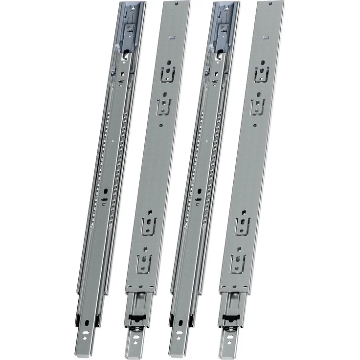 Eikuavons 2 Paar Schubladenschienen 550 mm mit Dämpfung, Vollauszug 3-teilig, leise kugelgelagerte Auszüge für Möbel und Schubladen, kaltgewalzter Stahl, Silber – Bild 1