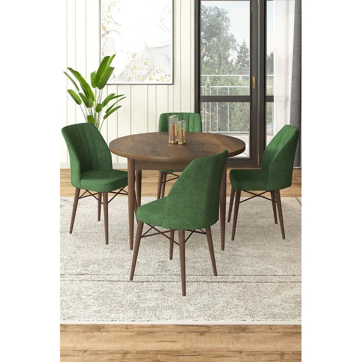 Skye Decor 'Rox - Baroque, Khaki' Essgruppe (5-teilig), Barock / Khaki, 90 x 75 x 90 cm