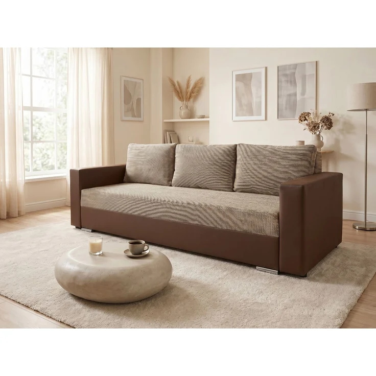 Sofnet Schlafsofa 'Bird' mit Bettkasten, Spanplatte Braun/Beige, 233 x 87 x 82 cm – Bild 1