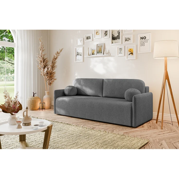 MEBLINI Sofa mit Schlaffunktion - ANAKIN - 210x90x93cm – Dunkelgrau Boucle – Schlafcouch Ausziehbar - Schlafsofa mit Bettkasten - Sofabett - Couch mit Schlaffunktion – Klappsofa – Bild 2
