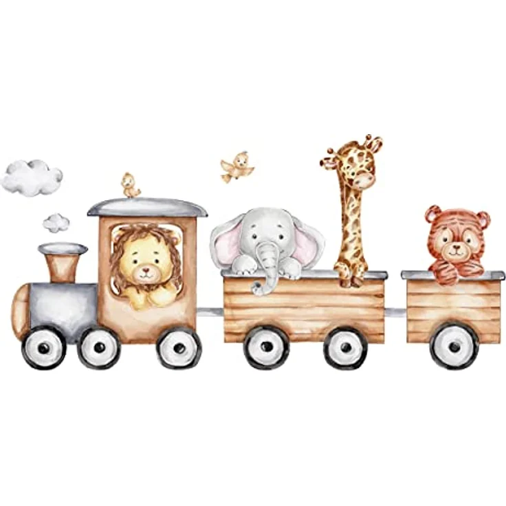 WANDKIND Wandtattoo Noah's Zug V314 Eisenbahn mit Tiere aus Afrika, Rückstandes abziehbar – Bild 4