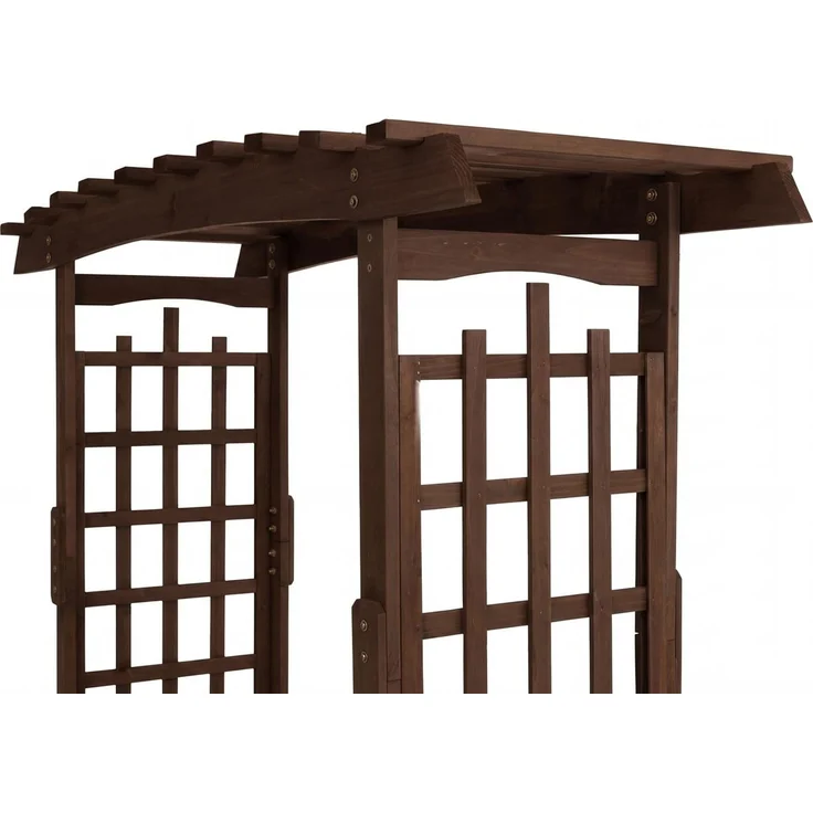 Rosenbogen mit Sitzbank HWC-Q21, Gartenbogen Rankhilfe Bank Gartenbank Holz FSC®-zertifiziert 201x160x60 ~ dunkelbraun – Bild 8