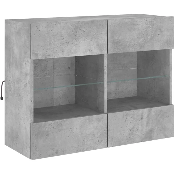 TV-Wandschrank, Fernsehschrank mit LED-Leuchten Betongrau 78,5 x 30 x 60,5 cm – Bild 5
