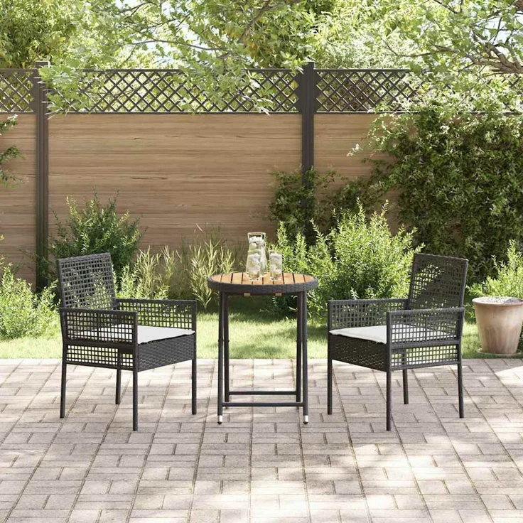 vidaXL Garten Bistro Set 3 pcs Schwarz Poly-Rattan 3334967 – Bild 3