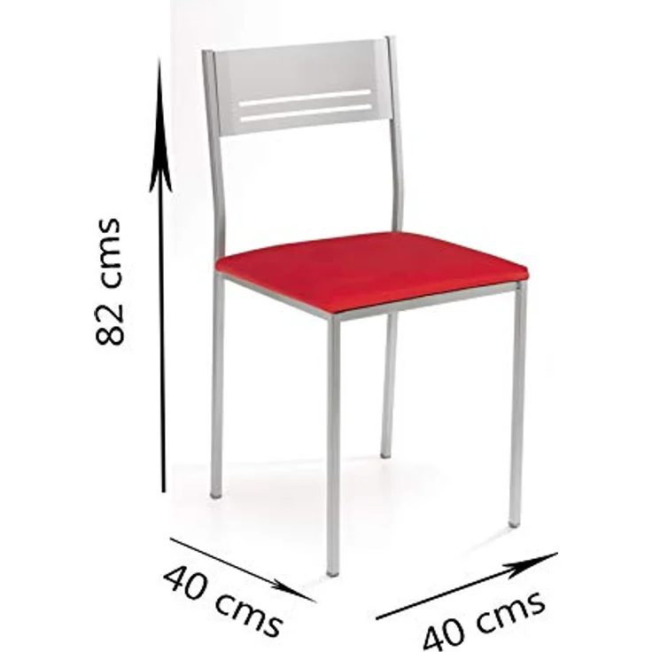 ASTIMESA Zwei Küchenstühle aus Metall, quadratisch, Kunstleder, Grau – Bild 3