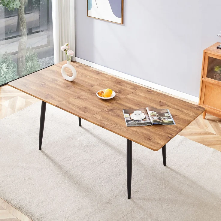 EINHOM Rechteckiger Esstisch 190.5 cm/150 cm, Holzoptik, Metallbeine, Küchentisch für 6–8 Personen, Modern Industrial, 150 × 80 × 76.2 cm – Bild 1