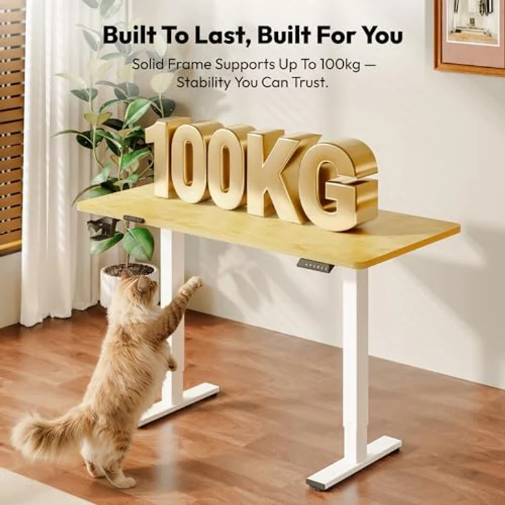 SANODESK Höhenverstellbarer Schreibtisch 110x60 cm mit KOMPLETTE TISCHPLATTE Schreibtisch Höhenverstellbar Elektrisch Ergonomischer Steh-Sitz Tisch Computertisch für Heimbüro Homeoffice(ahorn) – Bild 5