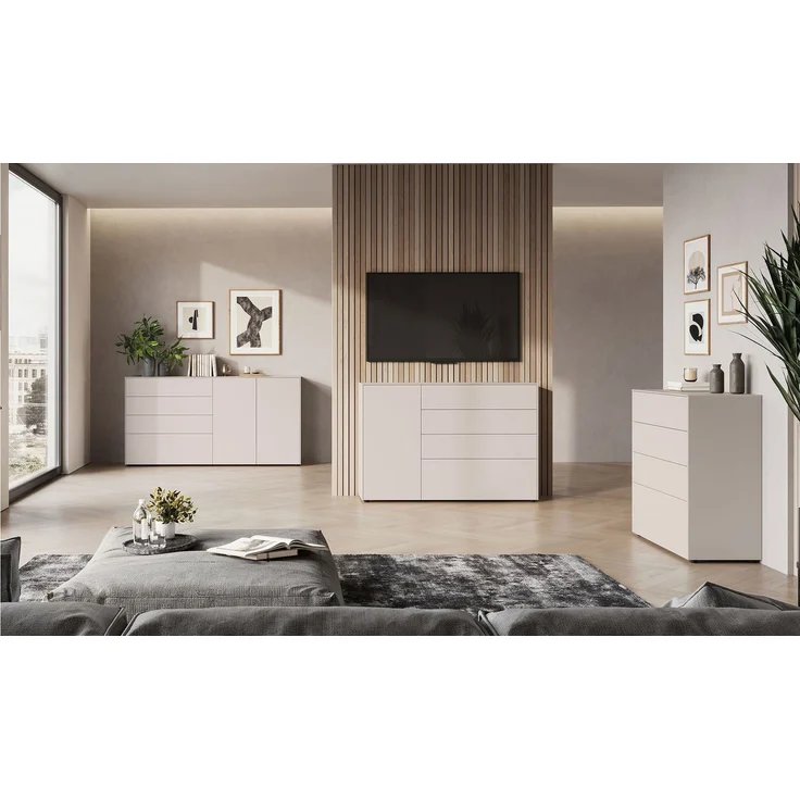 Kommode Luna / GW-Lomena, Holzwerkstoff, Grau, 137 x 93 x 41 cm – Bild 4