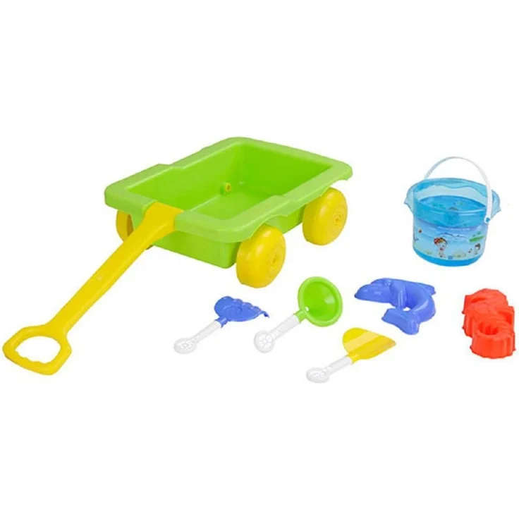 Pilsan 06112 Sandspielzeug Set mit Ziehwagen, Eimer, Förmchen, Schaufeln, Rechen – Bild 1