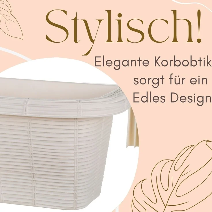 GarPet Balkonkasten 4er Set Blumen Kasten Balkon Geländer Wasserspeicher Rattan Weiß 60 cm – Bild 5