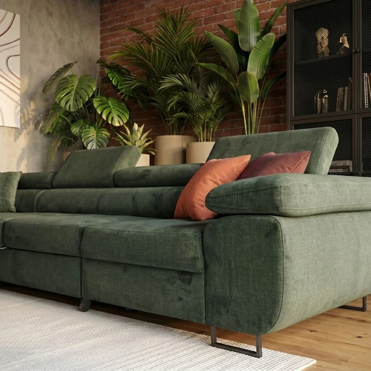 Muffo Ecksofa Wild Maxi mit Schlaffunktion inkl. Montage, L-form Couch mit Bettkasten XL, 6-fach verstellbare Kopfstützen – Bild 3