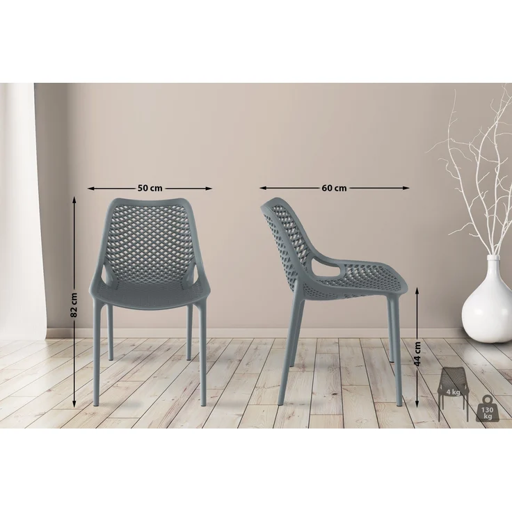 CLP 2er Set Stühle Air Stapelbar UV-lichtbeständig,dunkelgrau – Bild 2