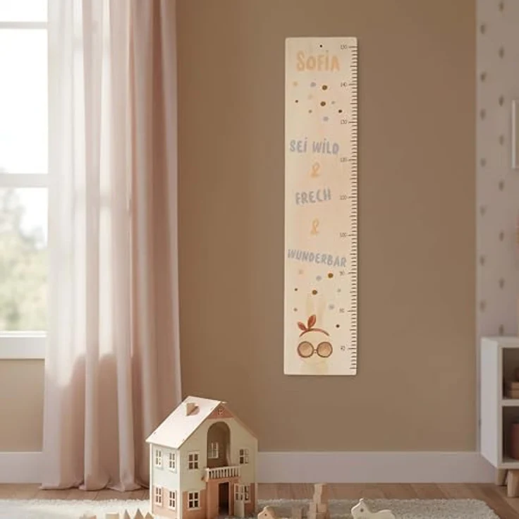 KIDSMOOD - Messlatte für Kinderzimmer Personalisiert, 70-140 cm - Messlatte Kinder Holz personalisiert Mit Namen für Baby- & Kleinkinderzimmer - Individuelles Geschenk für Kinder und Babys zum Geburt – Bild 7