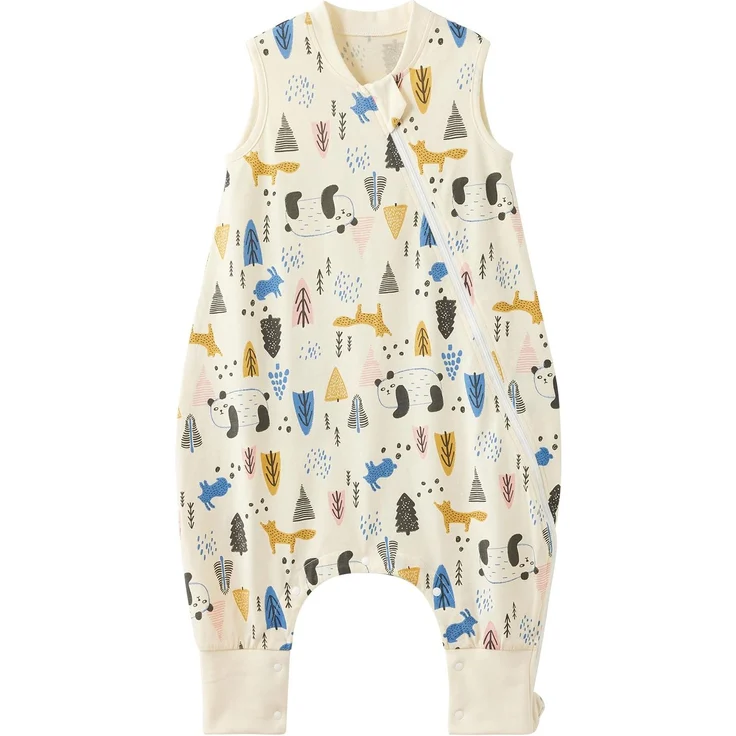 Duomiaomiao Schlafsack mit füßen, Sommerschlafsack mit füßen,100% Musselin Schlafsack Baby,Sommerschlafsack Baby 0.5 tog mit Doppelreißverschluss, schweißableitend und atmungsaktiv – Bild 1