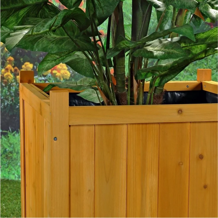 Pflanzkasten Blumentrog Blumentopf Garten Blumenkübel Holz Übertopf eckig – Bild 2