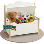Coemo Truhe TRUDI mit Deckel Sitzbank für Kinder Spielzeugtruhe Weiß