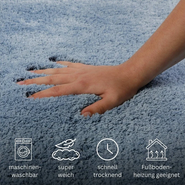OTTO home Badematte Kaarin, Höhe 30 mm, rutschhemmend beschichtet, schnell trocknend, Polyester, rechteckig, Badteppich, getuftet, flauschig, hochflor, große Farbauswahl – Bild 3
