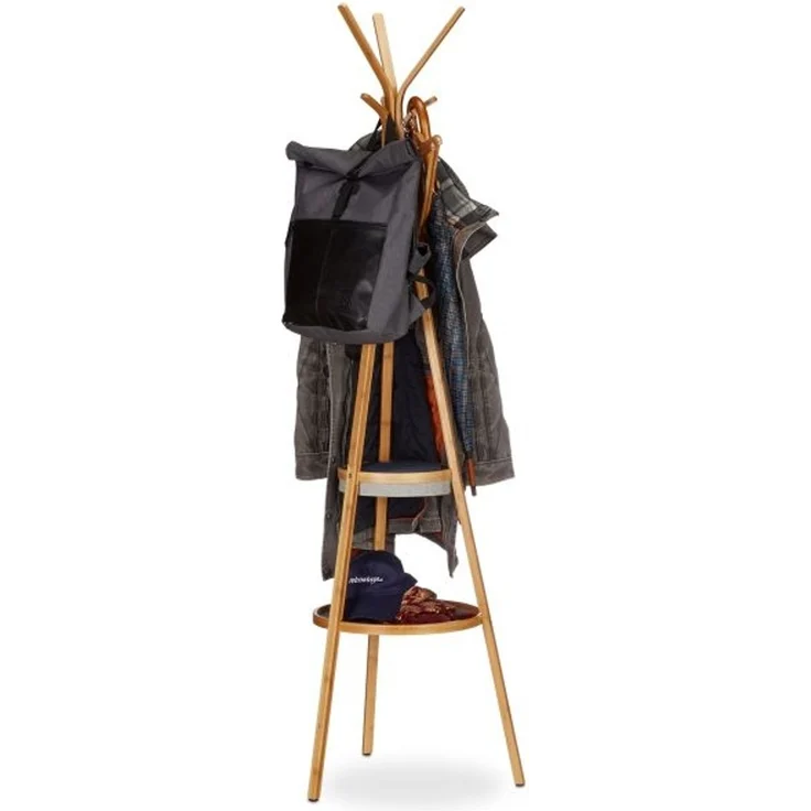 Relaxdays Bambus Garderobe mit Ablagen – Bild 1