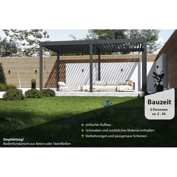 Weide 'Classic' Pergola, freistehend, Aluminium / Stahl anthrazit, 530 x 300 x 255 – Bild 5