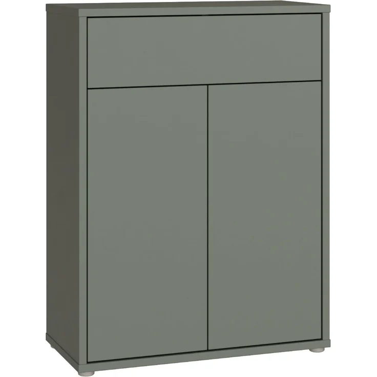 Forte Alice Springs Schuhschrank 70 80, modern-minimalistisch, 2-türig, 1 Schublade, Holzwerkstoff, Salbei, 74,5 cm breit x 99,1 cm hoch x 34,9 cm tief