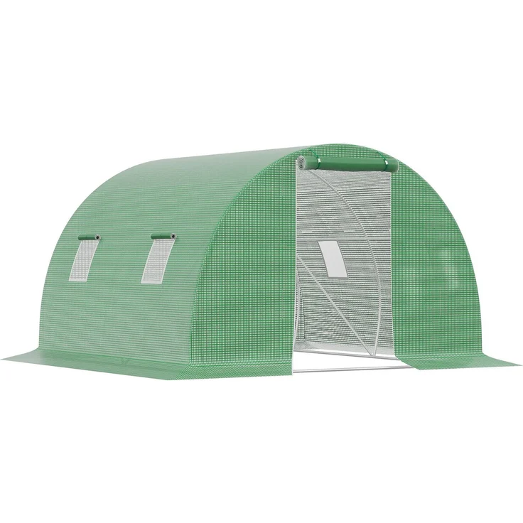 MELAYR, Foliengewächshaus begehbares Polytunnel 3 x 3 m Gewächshaus mit 4 Fenster Treibhaus Frostschutz Stahlrohr, Grün – Bild 2
